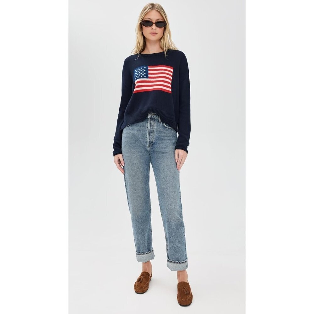 Cotton Crewneck Sweater Unisex Medium American Flag Graphic Casual - Picture 5 of 6